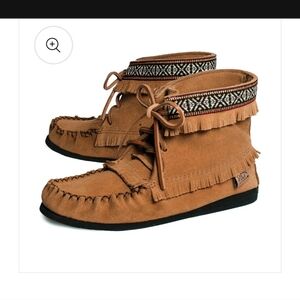 Laurentian Chief~Moose Hide Suede Moccasin Ankle Boots (9) Made In Canada